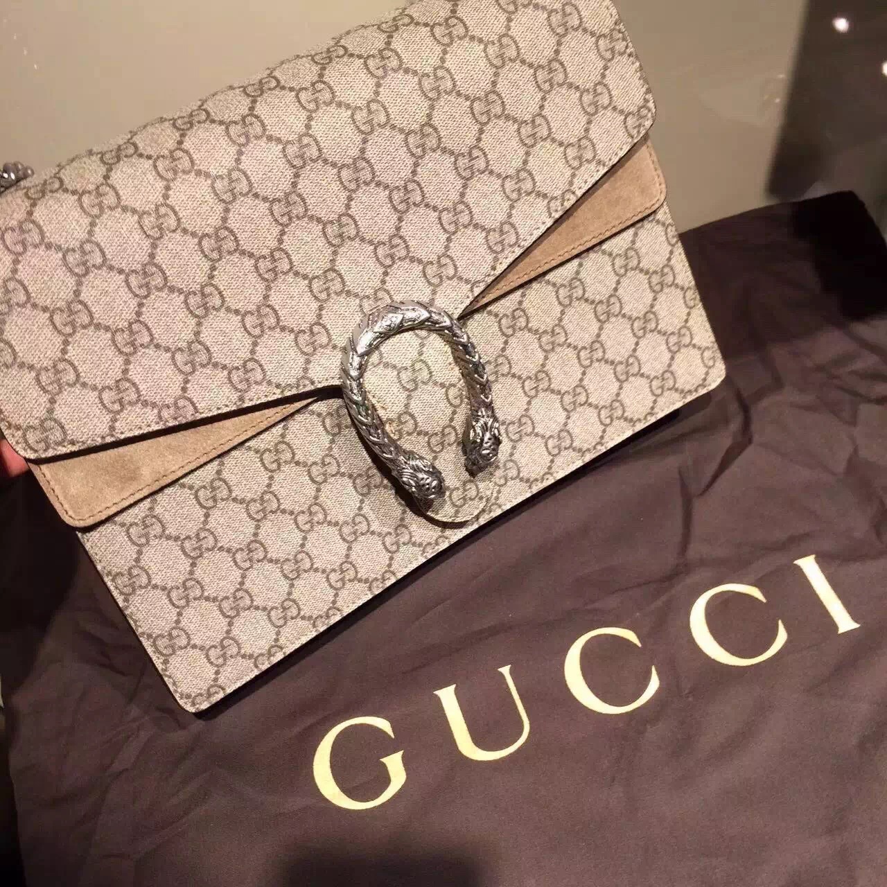 Real Gucci Shoulder Bag 403348 KHNRN 8642 Brown